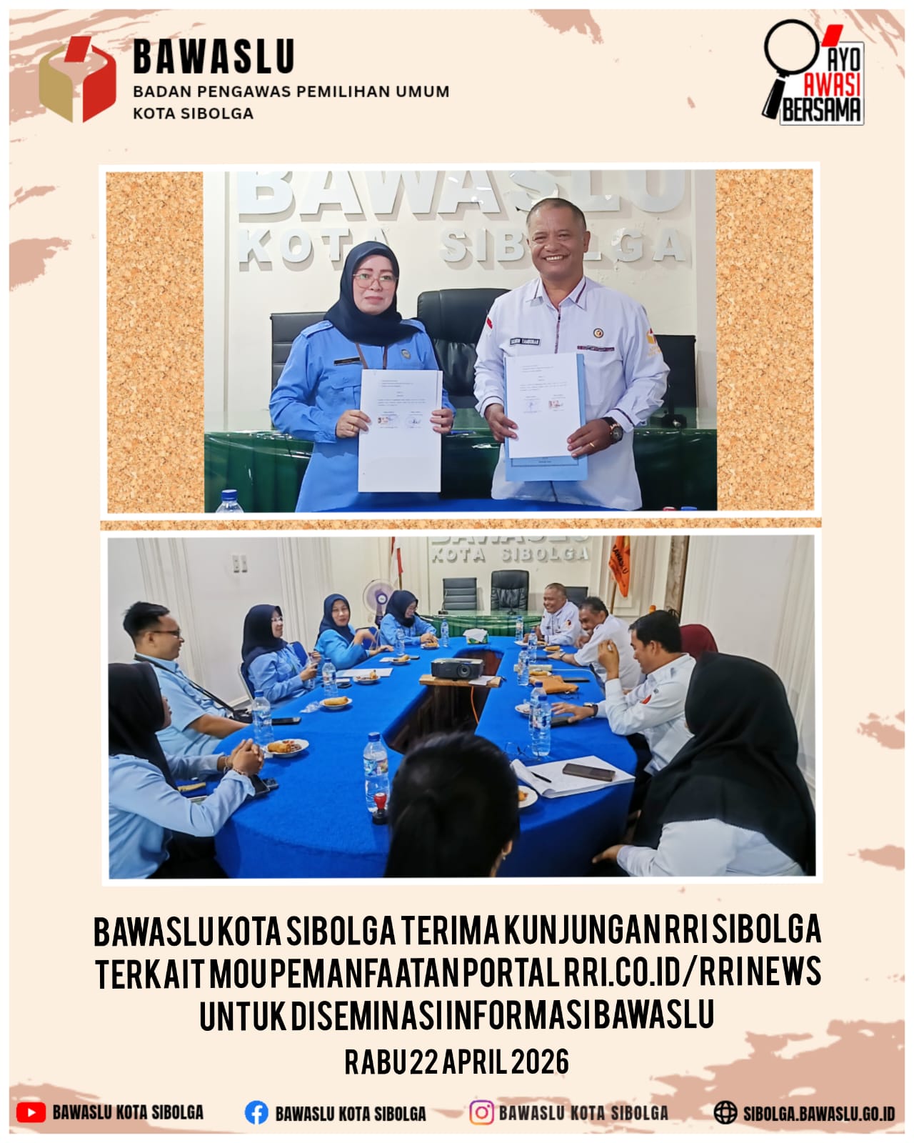 MOU RRI dengan Bawaslu Kota Sibolga