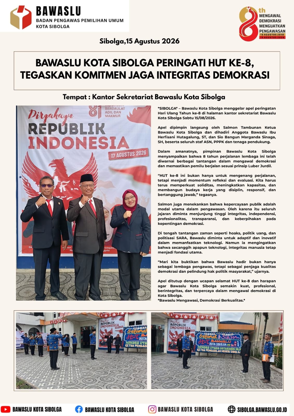 Hut Bawaslu ke 8 